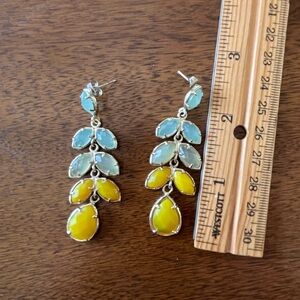 Green and Yellow Teardrop Dangle Earrings